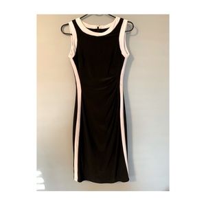 Chaps | Sleeveless Black and White Colorblock Midi Dress (Fits Size 0, 2, 4)
